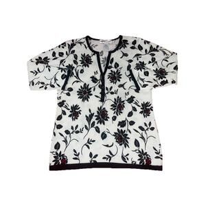 CATHY DANIELS Womens Small Floral Casual Dress Stretchy Lightweight Sweater NWOT